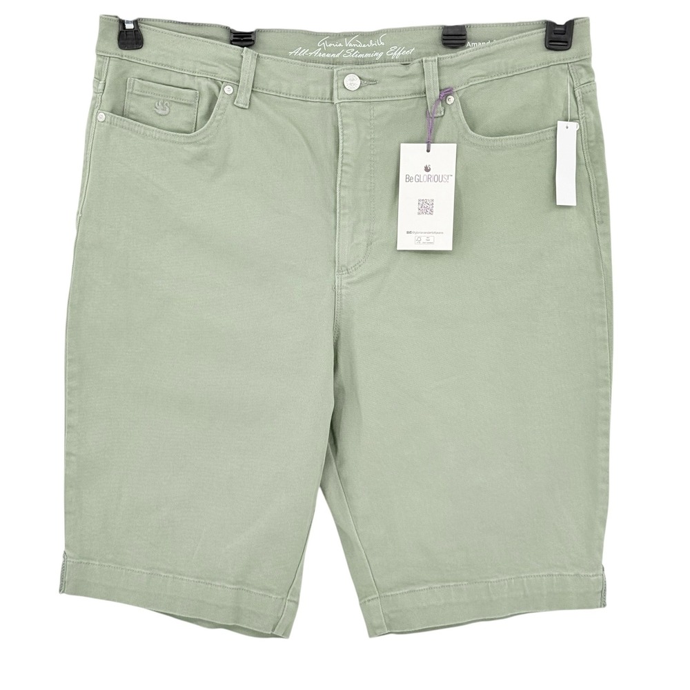 Gloria Vanderbilt Amanda Bermuda Shorts Size 18 Sage Green Slimming Panel NWT
